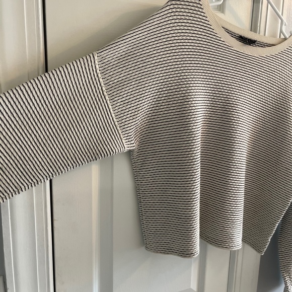 Striped Cream and Black Women's Sweater - Picture 4 of 5